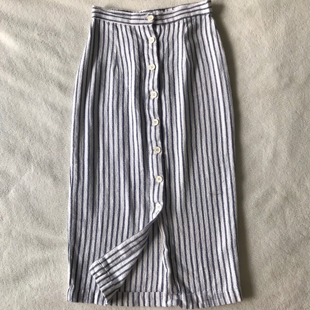 Striped Button Up Pencil Skirt
